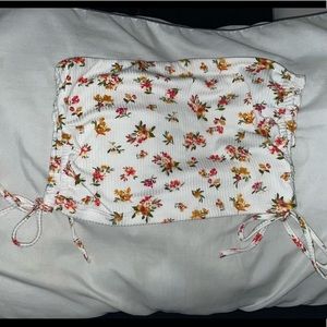 White floral tube top